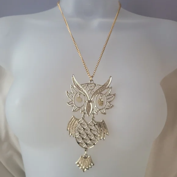1980s XL Owl Necklace - Picture 5 of 7